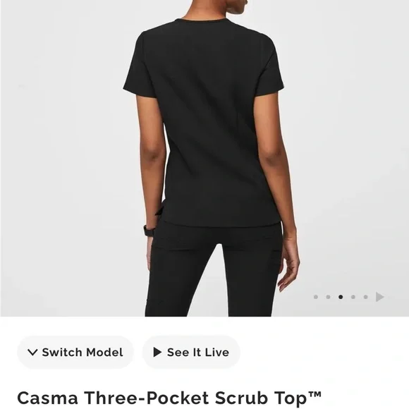 Black Three-Pocket Scrub Top - Picture 2 of 6